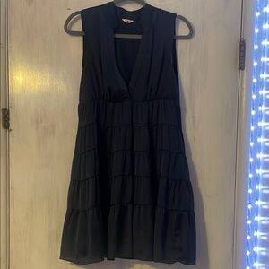 Fossil Black Pleated Mini Sundress